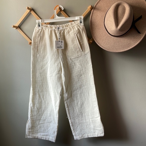 Zara Girls Cotton Blend Culottes in Cream - Picture 4 of 9